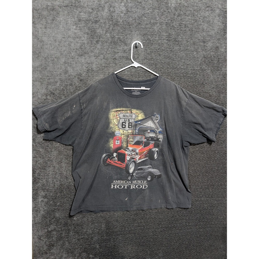 Lifestyle Classics American Muscle Hot Rod Route 66 T-Shirt Mens 2XL Black